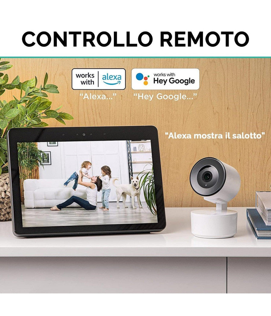 Telecamera Fhd 1080p Wifi Smart Motorizzata 3.6mm Sensore Movimento Alexa Google         