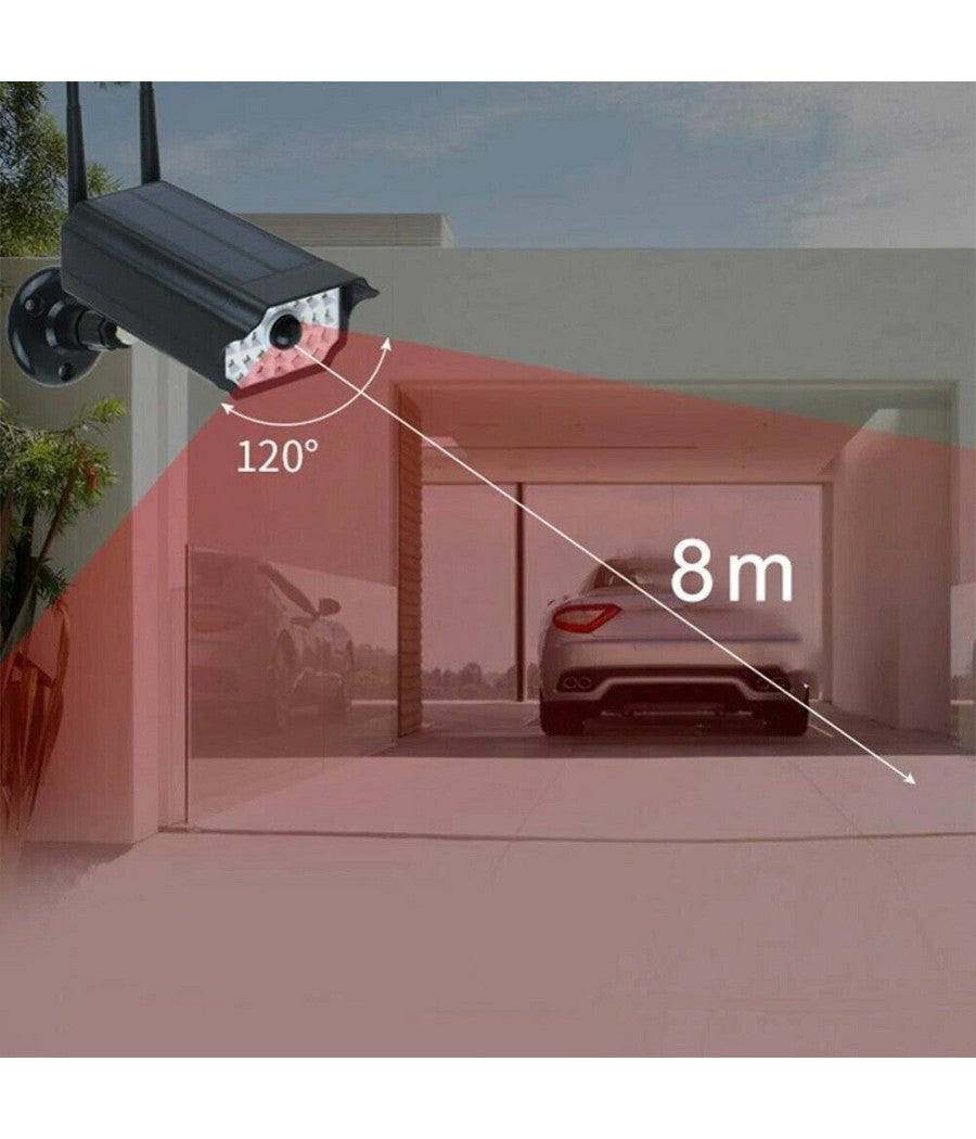 Telecamera Finta Pannello Solare Con Sensore Di Movimento 30 Led Faretto 17549-3         