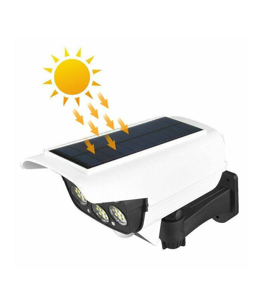 Telecamera Finta Pannello Solare Con Sensore Di Movimento 77 Led Faretto Luce         
