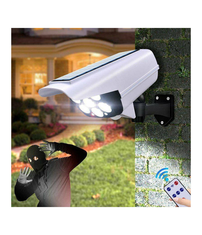 Telecamera Finta Pannello Solare Con Sensore Di Movimento 77 Led Faretto Luce         