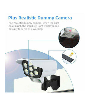 Telecamera Finta Pannello Solare Con Sensore Di Movimento 77 Led Faretto Luce         