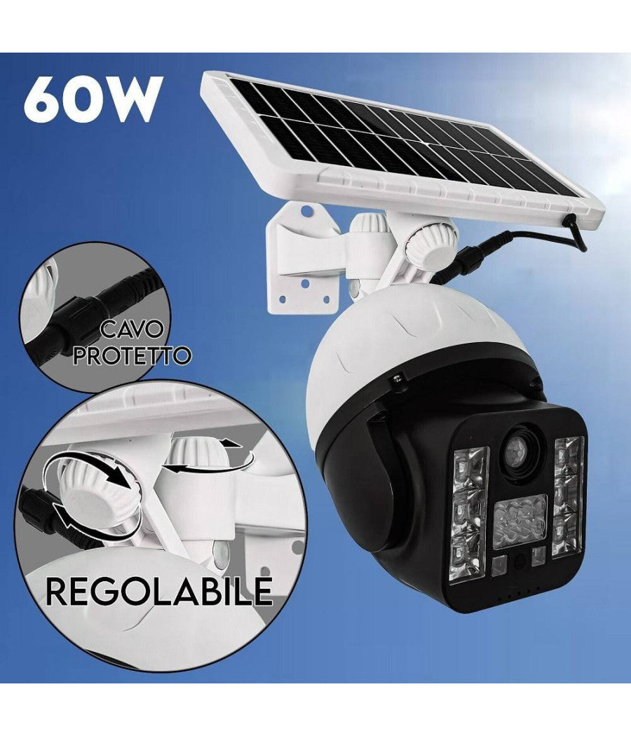 Telecamera Finta Sicurezza Luce Lampada Solare Con Sensore Di Movimento 60 W Led         