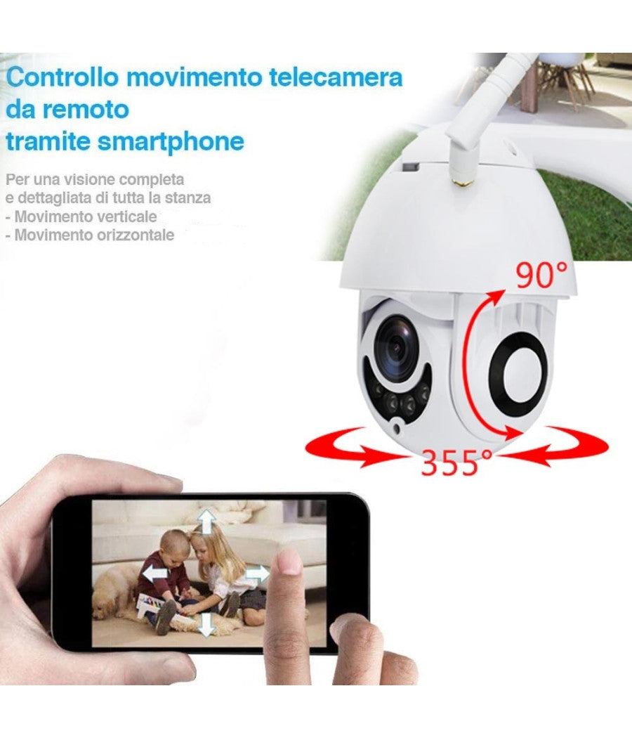 Telecamera Ip Camera Full Hd 1080p Wireless Motorizzata Wifi Internet Da Esterno         