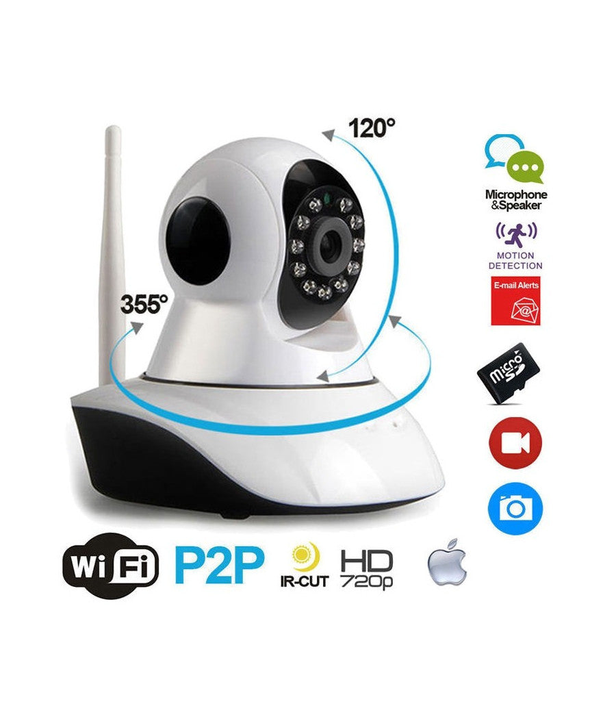 Telecamera Ip Camera Hd 720p Wireless Led Ir Lan Motorizzata Wifi Rete Internet         