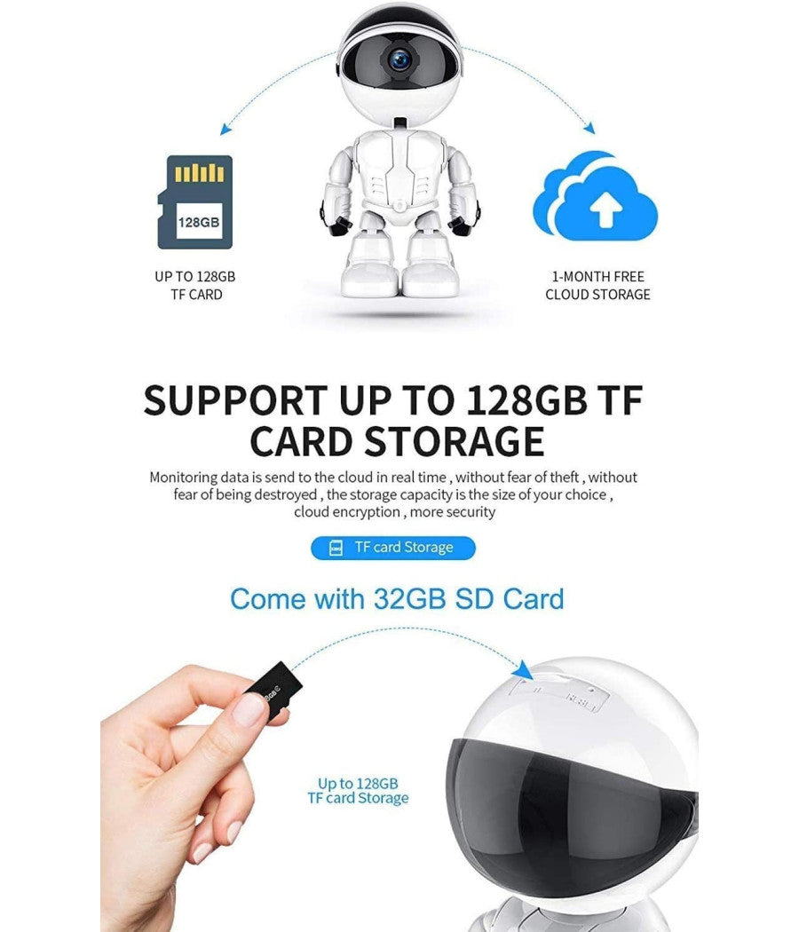 Telecamera Ip Sorveglianza Robot Q-s39 5.0 Mp Robot Smart Camera 1080p Sicurezza         