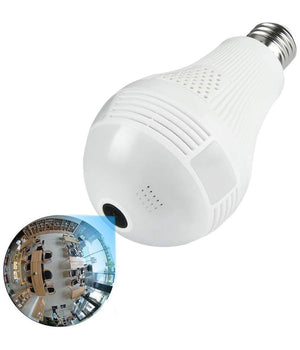 Telecamera Ip Wifi Lampadina Led Occhio Camera Nascosta Spia E27 180° Panoramica         