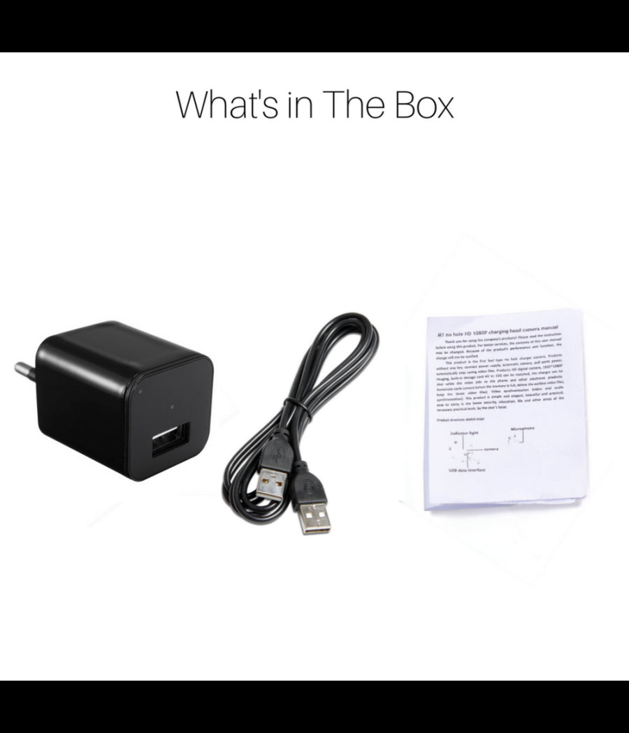 Telecamera Nascosta Spycam Caricatore Batteria Smartphone Adattatore Usb 32gb Hd         