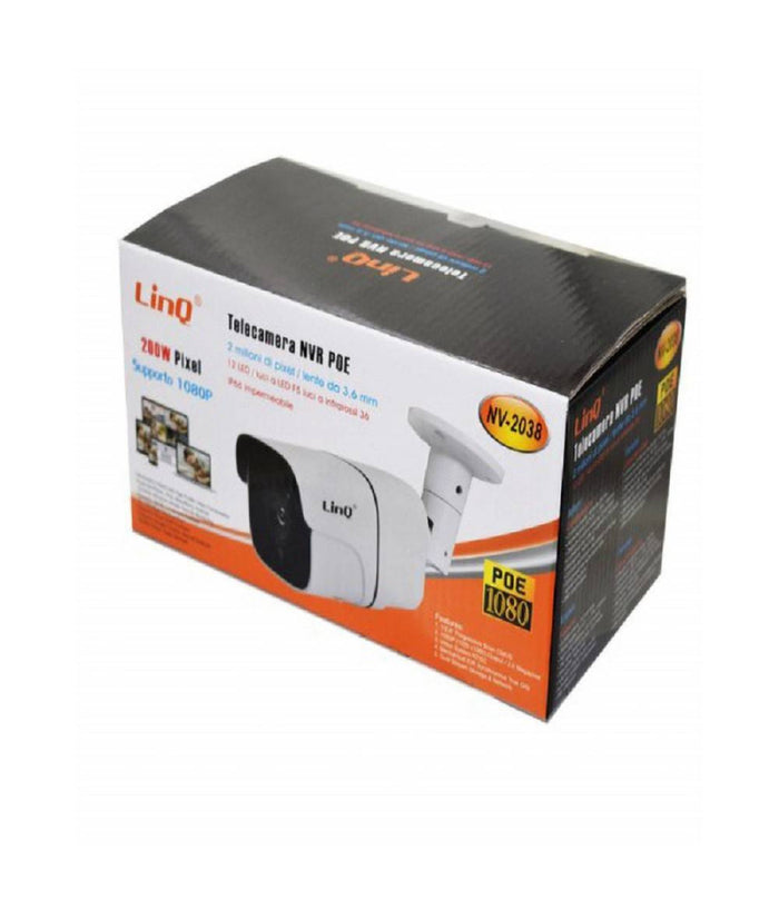 Telecamera Nvr Nv-2038 200w Poe Ip66 12led Lente 3.6mm Supporto 1080p Infrarossi         
