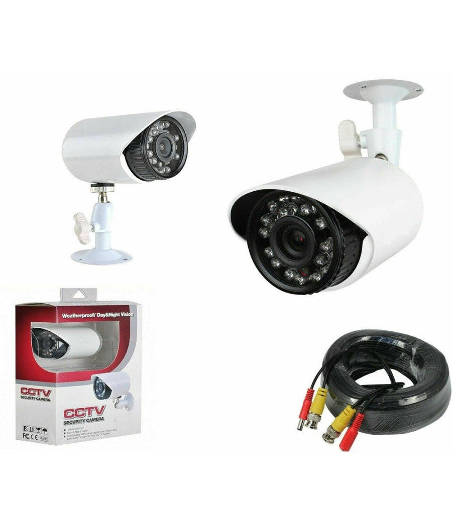 Telecamera Per Kit Videosorveglianza Waterproof 24 Led 3,6mm Infrarossi Cavo 18m         