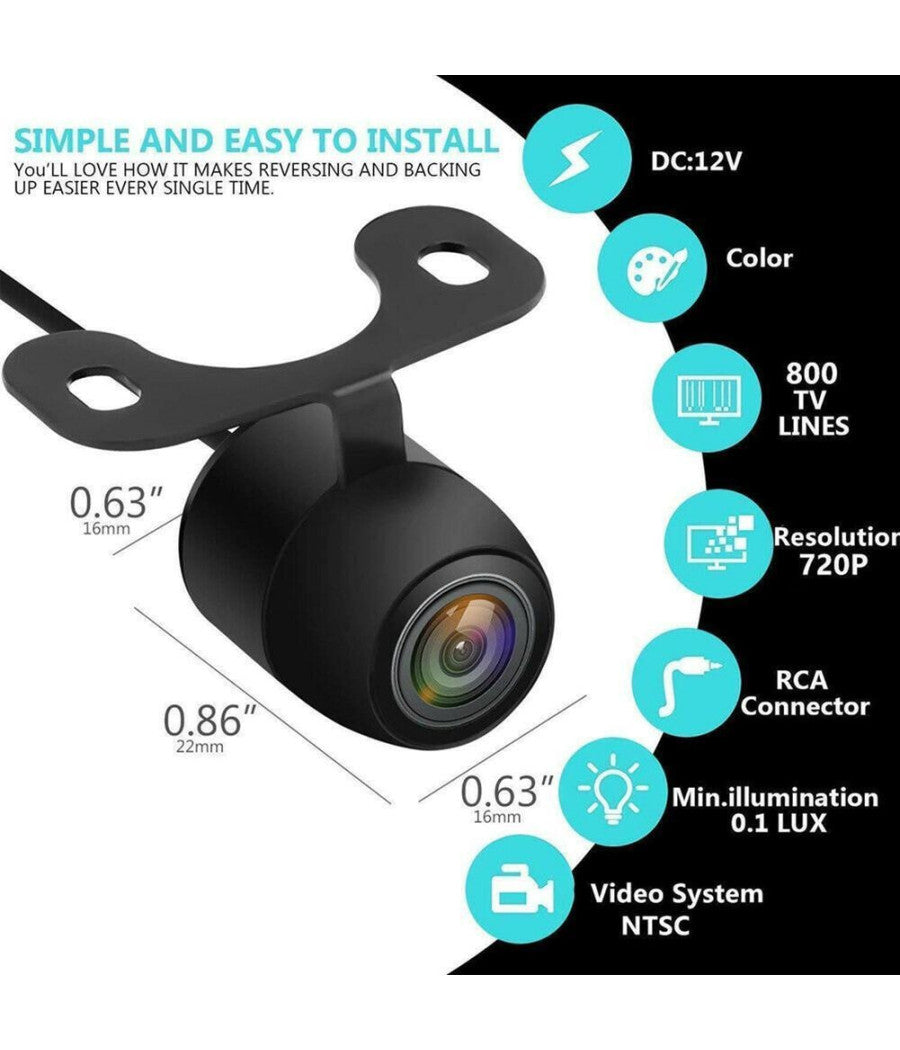 Telecamera Per Retromarcia Auto 600cm 1080p Hd Visione Notturna Infrarossi Q-dc3         