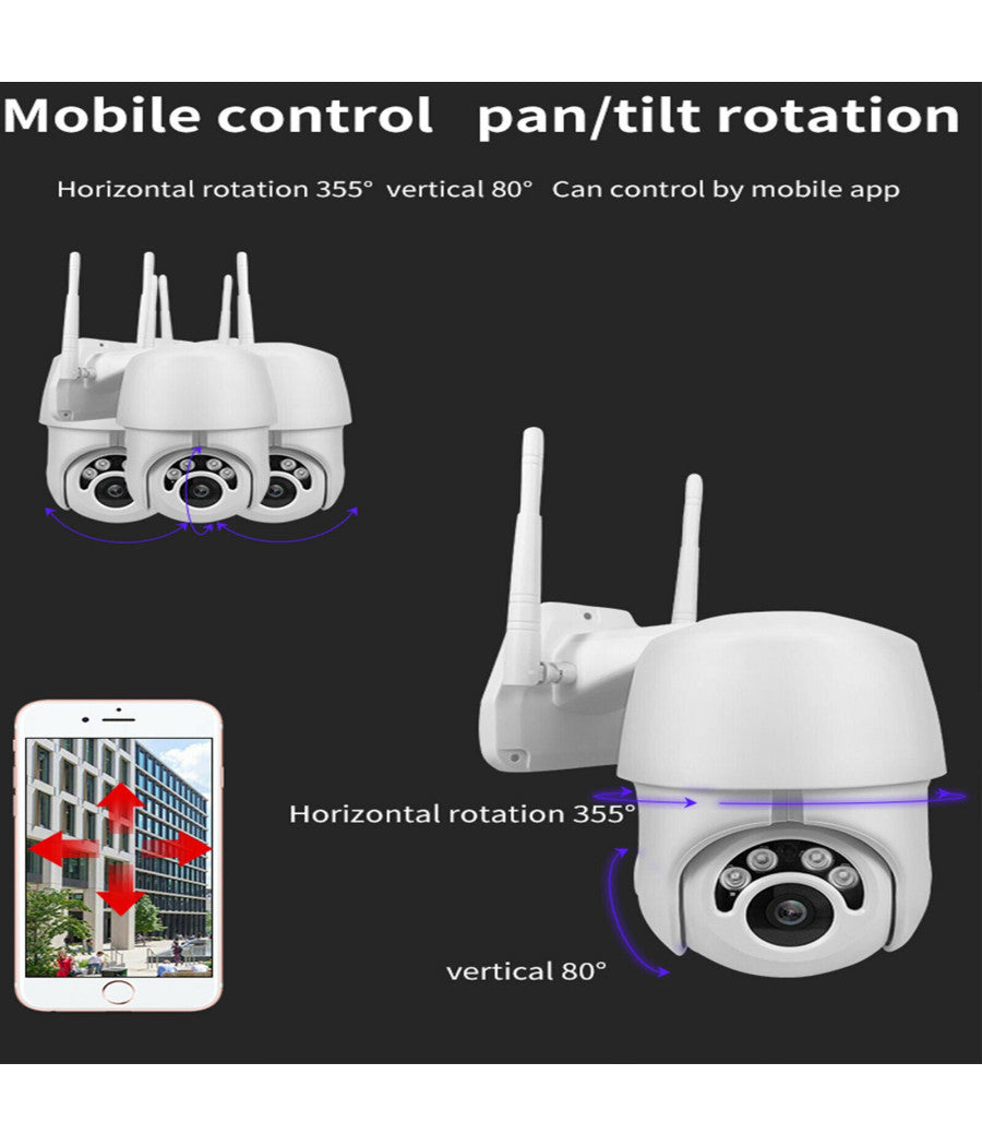 Telecamera Ptz 1080p Full Hd Esterna Ip Camera Motorizzata Ir Wifi Webcam         