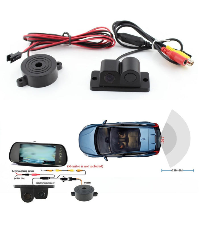 Telecamera Retromarcia Con Sensore Di Parcheggio 2 In 1 Angolo 170° Notturna         