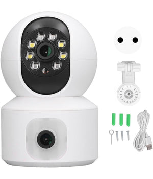 Telecamera Wi-fi Doppia Videocamera Di Sorveglianza Motorizzata 360° Ip44 App         