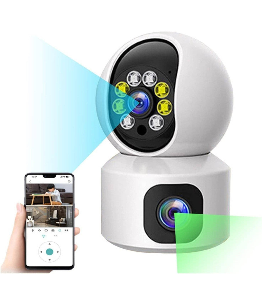 Telecamera Wi-fi Doppia Videocamera Di Sorveglianza Motorizzata 360° Ip44 App         