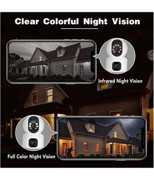 Telecamera Wi-fi Doppia Videocamera Di Sorveglianza Motorizzata 360° Ip44 App         