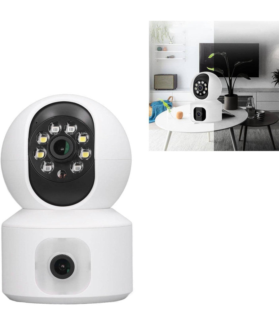Telecamera Wi-fi Doppia Videocamera Di Sorveglianza Motorizzata 360° Ip44 App         