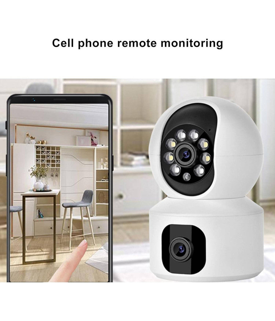 Telecamera Wi-fi Doppia Videocamera Di Sorveglianza Motorizzata 360° Ip44 App         