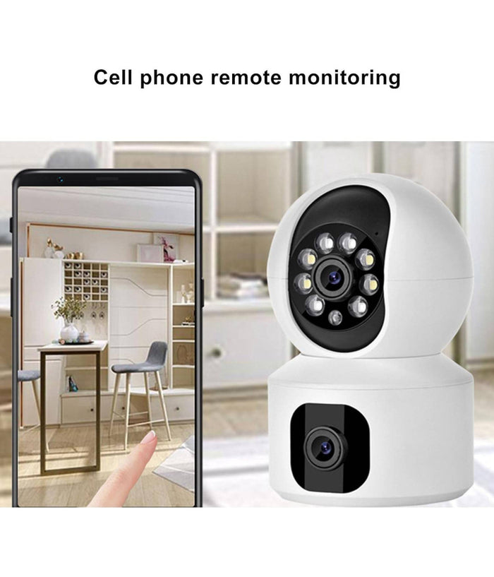 Telecamera Wi-fi Doppia Videocamera Di Sorveglianza Motorizzata 360° Ip44 App         