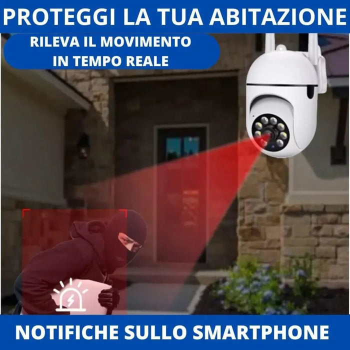 Telecamera Wi-Fi Esterna, Videocamera Di Sorveglianza 1080IP Ptz 360°