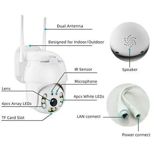 Telecamera Wi-Fi Esterna, Videocamera Di Sorveglianza 1080IP Ptz 360°