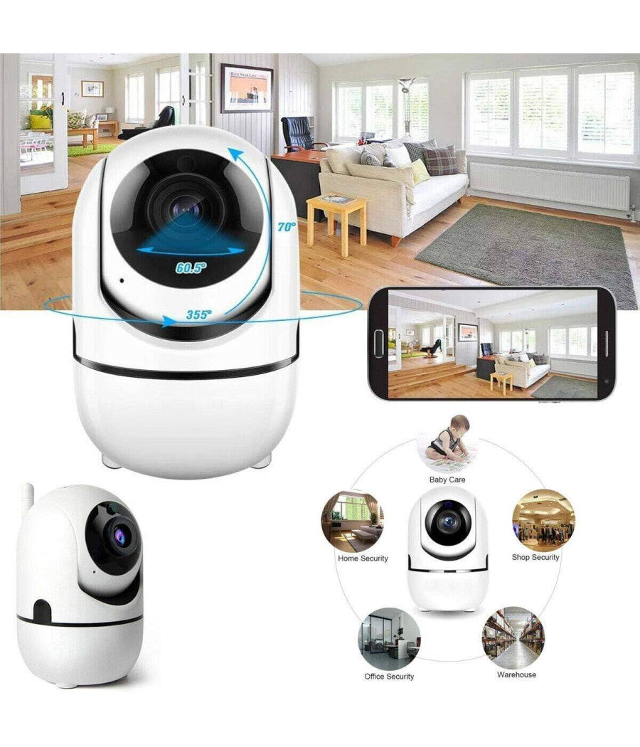 Telecamera Wi-fi Videocamera Di Sorveglianza Rotazione 360° Ip Cam Baby Monitor         