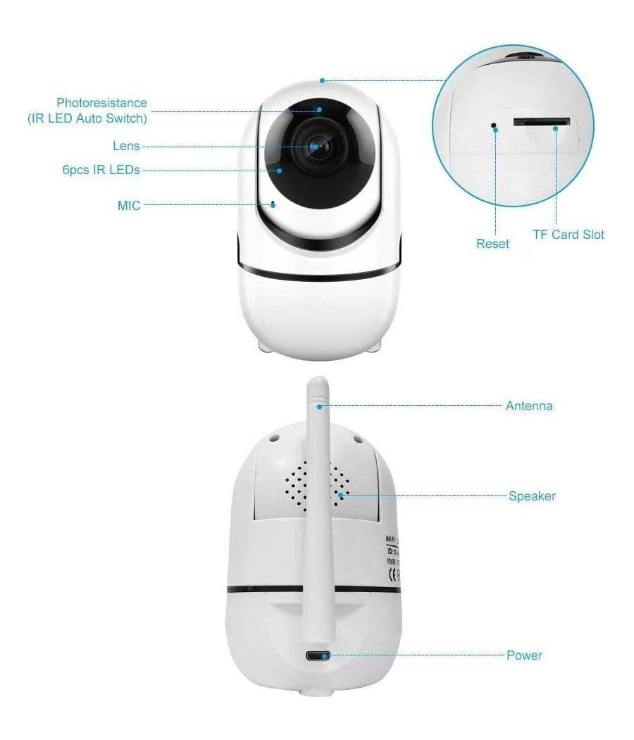 Telecamera Wi-fi Videocamera Di Sorveglianza Rotazione 360° Ip Cam Baby Monitor         