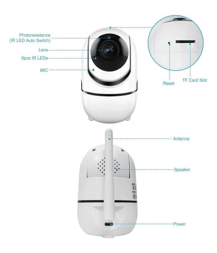 Telecamera Wi-fi Videocamera Di Sorveglianza Rotazione 360° Ip Cam Baby Monitor         