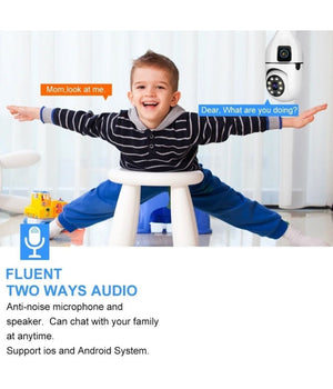 Telecamera Wifi Da Interno Esterno 5 Mp Videocamera Lampadina Con Doppia Lente         