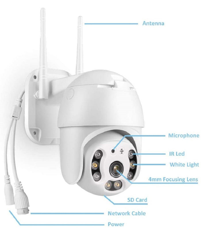 Telecamera Wifi Dome Ptz Ip Camera Sorveglianza 1080p 2mp Audio Bidirezionale         