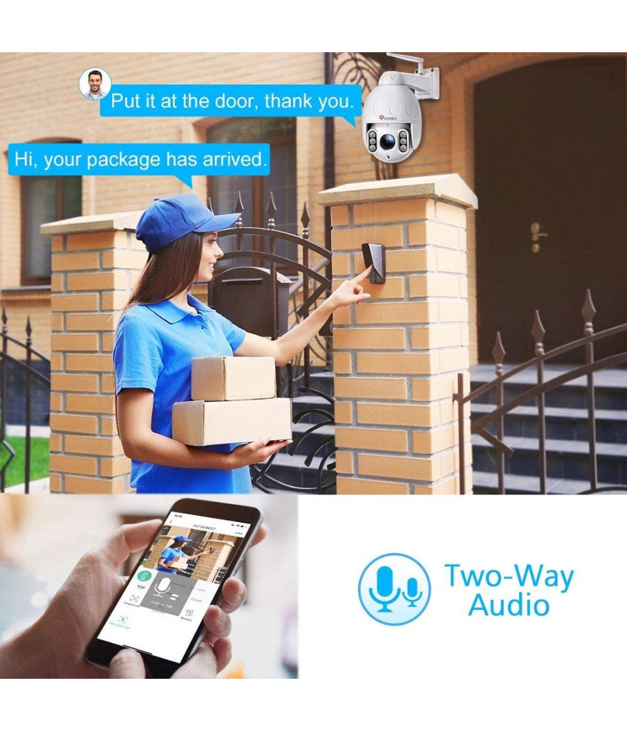Telecamera Wifi Esterna Senza Fili 5mp Ptz Ip Dome Sorveglianza 5 X Zoom Ottico         