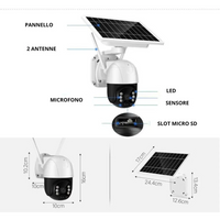 Telecamera Wifi da Esterno Senza Fili con Pannello Solare