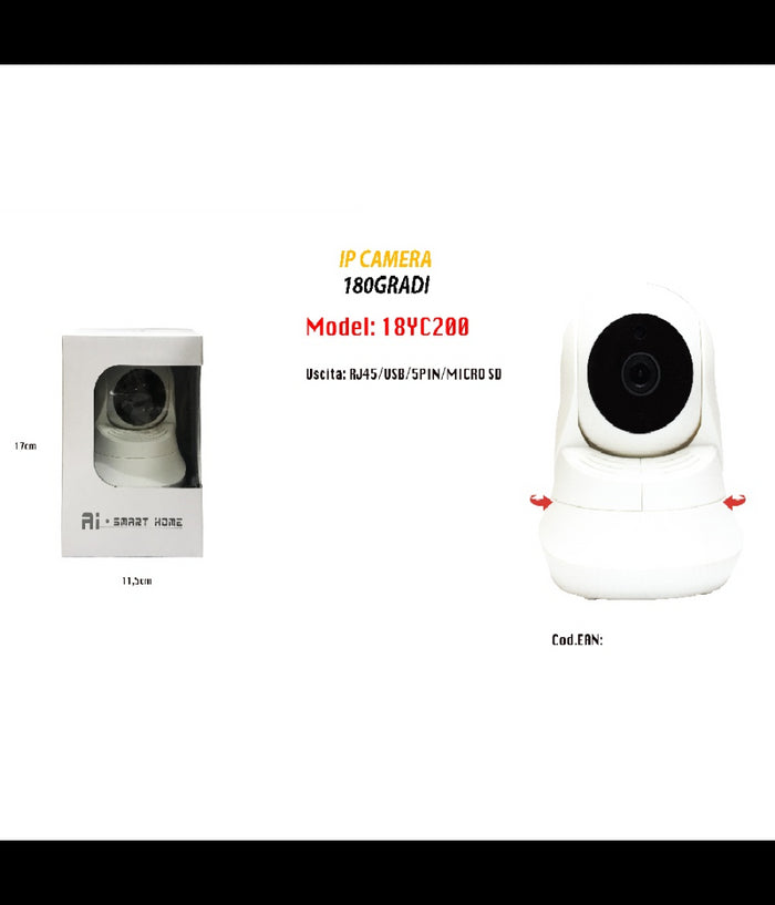 Telecamera Wifi Full Hd Videocamera Videosorveglianza Ip Camera Maxtech 18yc200         