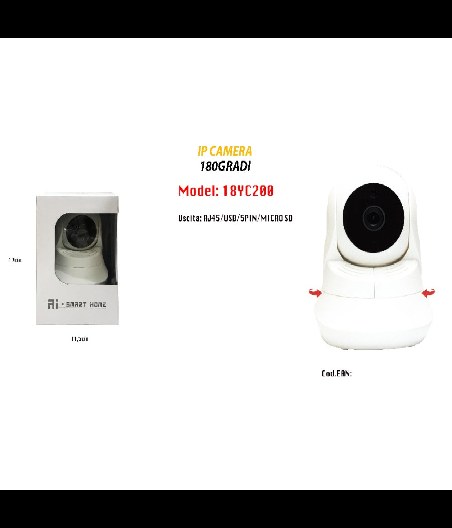 Telecamera Wifi Full Hd Videocamera Videosorveglianza Ip Camera Maxtech 18yc200         