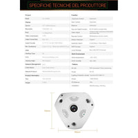 Trade Shop - Telecamera Wifi Panoramica Ip Grandangolo 360° Vrcam Fisheye 4 Telecamere In 1 -
