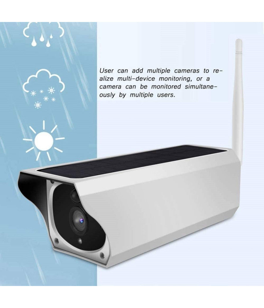 Telecamera Wifi Per Esterni Con Pannello Solare Per Utilizzo Continuo Cw489         