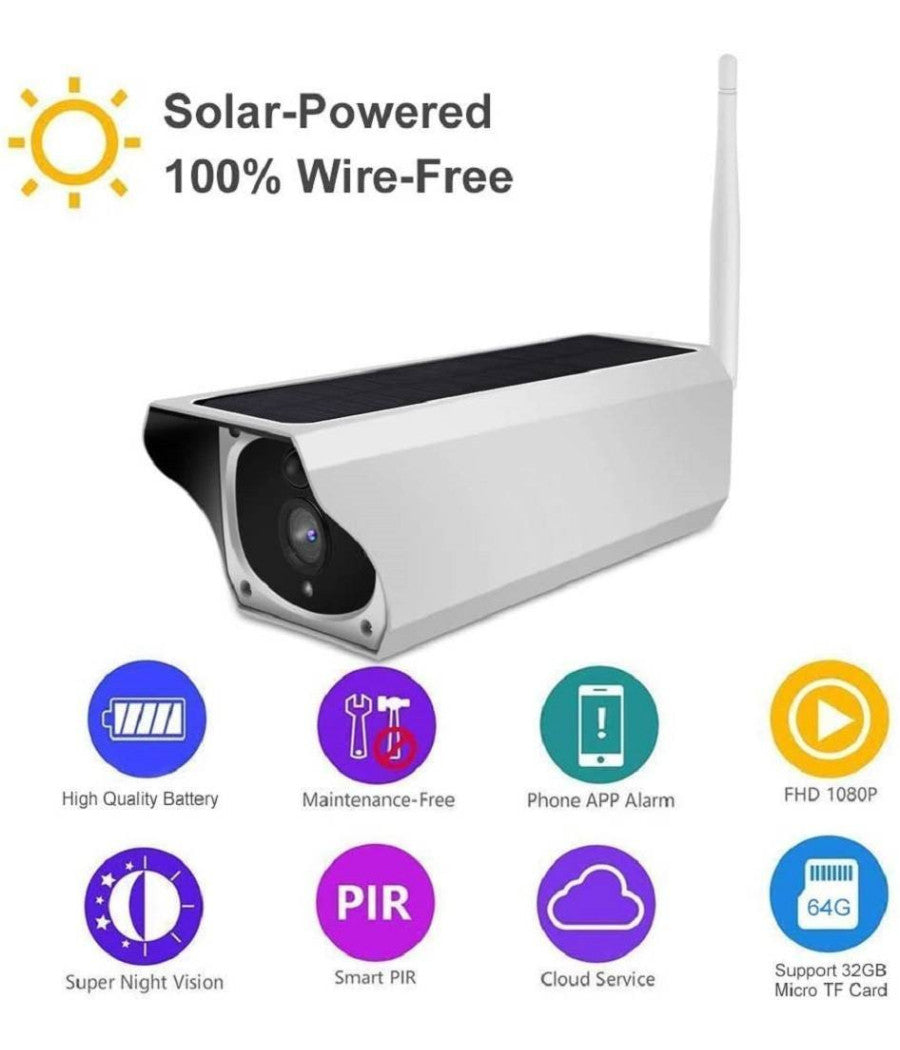 Telecamera Wifi Per Esterni Con Pannello Solare Per Utilizzo Continuo Cw489         
