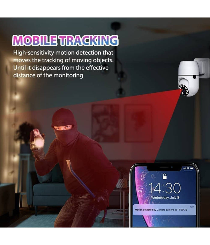 Telecamera Wireless Con Spina 360° Rilevamento Movimento Tracciamento Automatico         