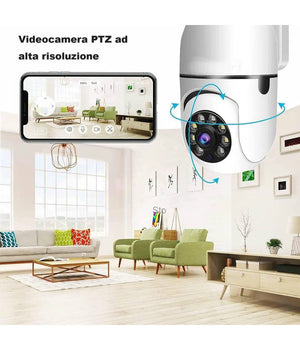 Telecamera Wireless Con Spina 360° Rilevamento Movimento Tracciamento Automatico         