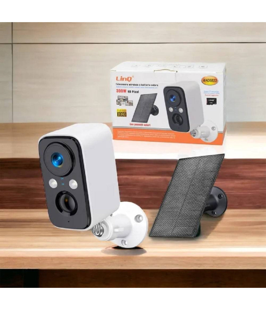 Telecamera Wireless Ricaricabile Solare 300w Hd Pixels Ahd5023 Sicurezza Esterno         