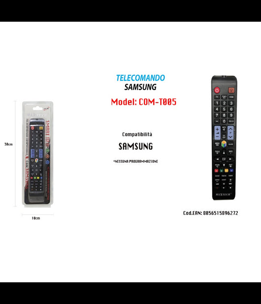 Telecomando Compatibile Per Tv Samsung Televisori Programmato Maxtech Com-t005         