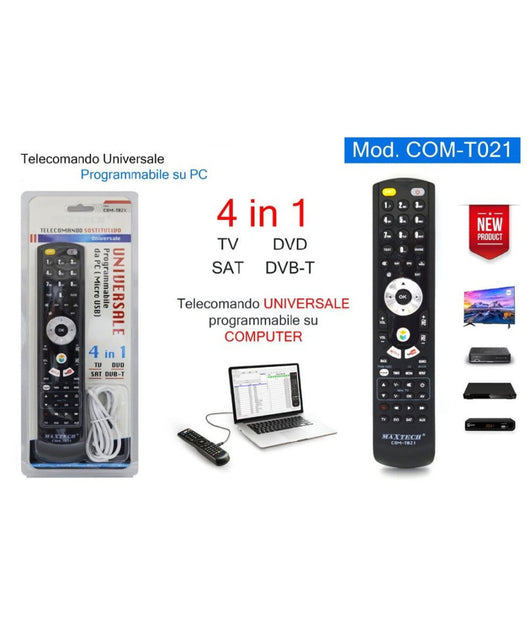 Telecomando Universale 4in1 Tv Dvd Sat Dvb-t Programmabile Da Computer Com-t021         