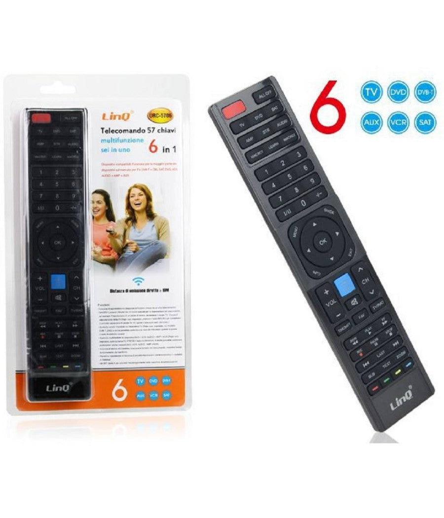 Telecomando Universale 6 In 1 Programmabile Urc-5706 Per Tv Lcd Led Multifunzione         