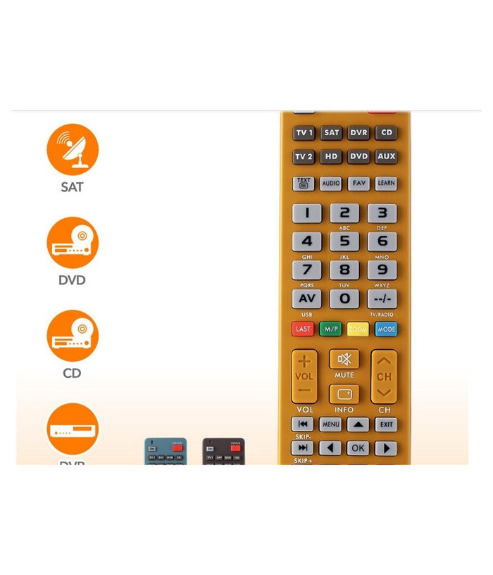 Telecomando Universale Remote Televisori 8 In 1 Tv Sat Dvd Vcr Chunghop E885         