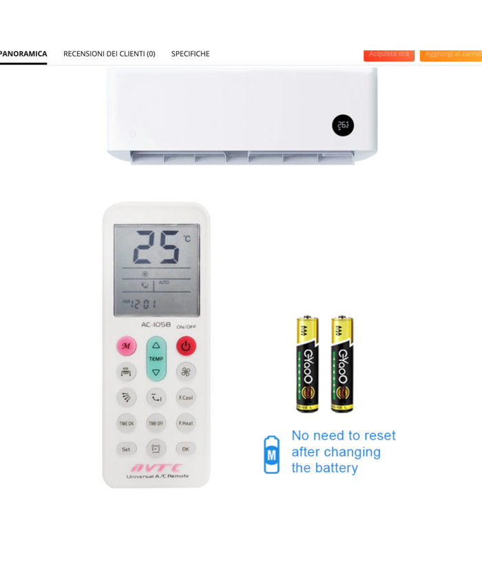 Telecomando Universale Sostitutivo Condizionatore D'aria Climatizzatore Q-yk1058         