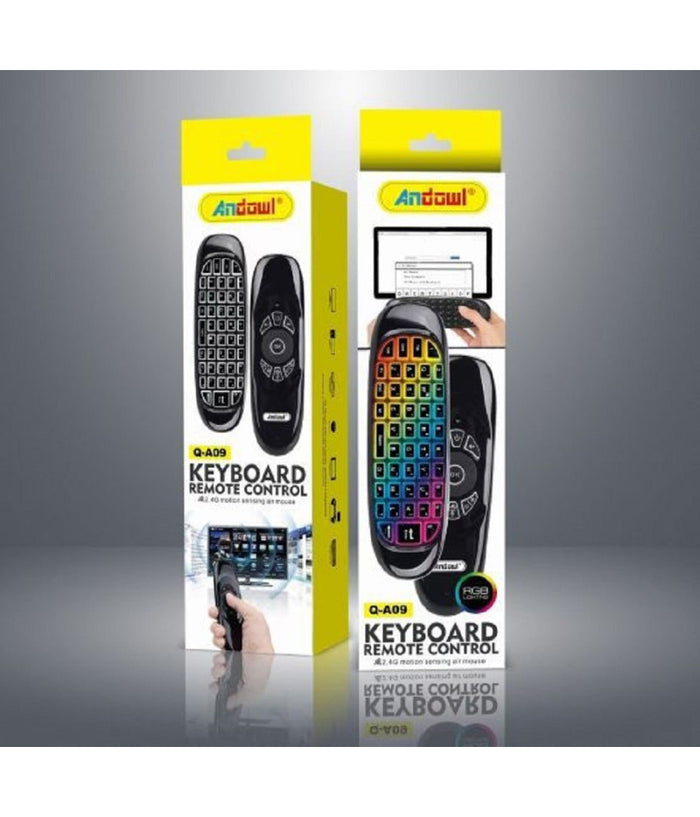 Telecomando Wireless Ricaricabile Tastiera Remota Air Mouse Rgb Q-a09 Smart Tv Box         