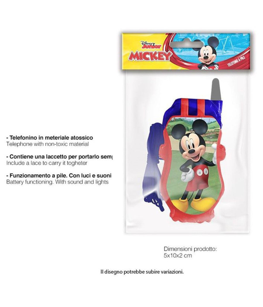 Telefono A Pile Topolino Michey Mouse Gioco Giocattolo Bambini Con Luci E Suoni         