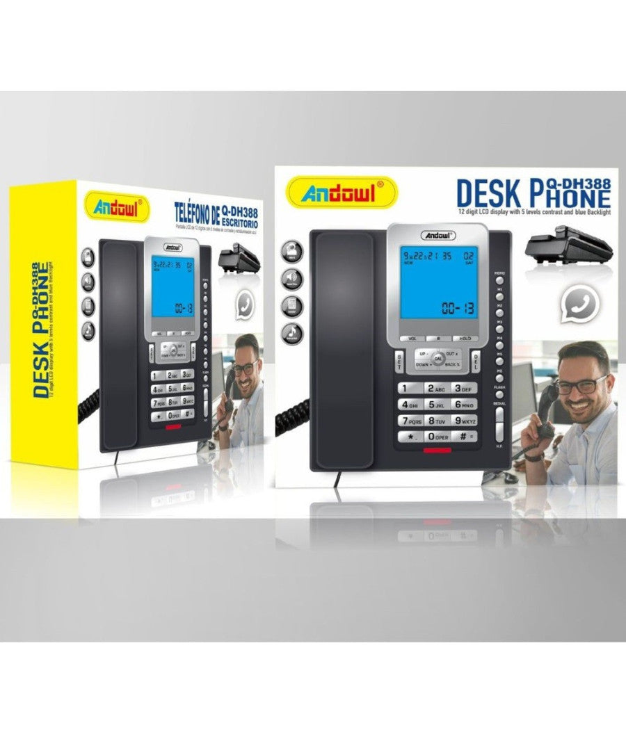 Telefono Fisso Con Cavo Q-dh388 Display Lcd A 12 Cifre Scrivania Ufficio Casa         