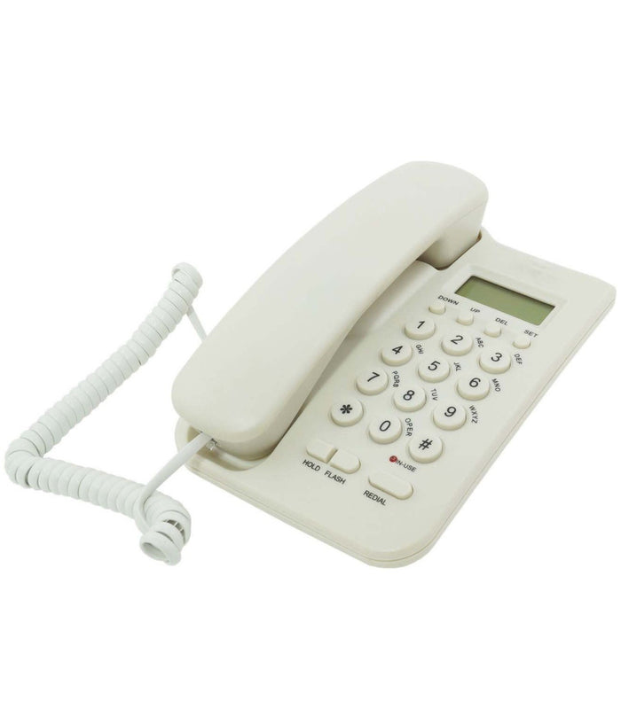 Telefono Fisso Display Lcd Monocromatico Visualizzazione Numero Data Ora Sveglia         