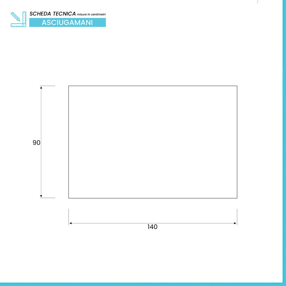 Telo bagno per doccia 90x140 cm turchese cobalto in cotone 100%