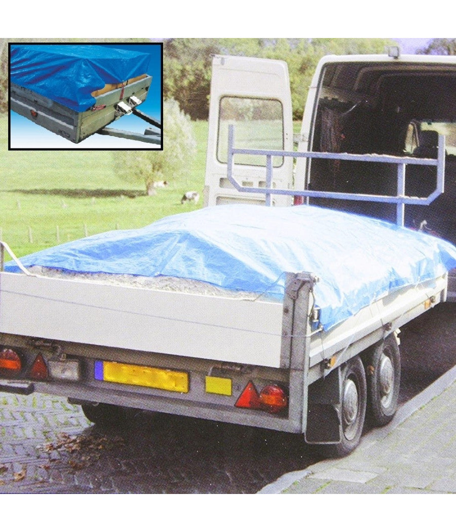 Telo Copertura Carico Rimorchi Camion 250x140cm + 4 Cinghie Protezione         